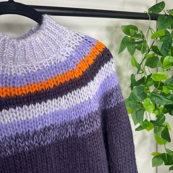 Maje Meilleur Mohair Blend Striped Intarsia-Knit Sweater size 1 (S, Small) - Picture 8 of 13